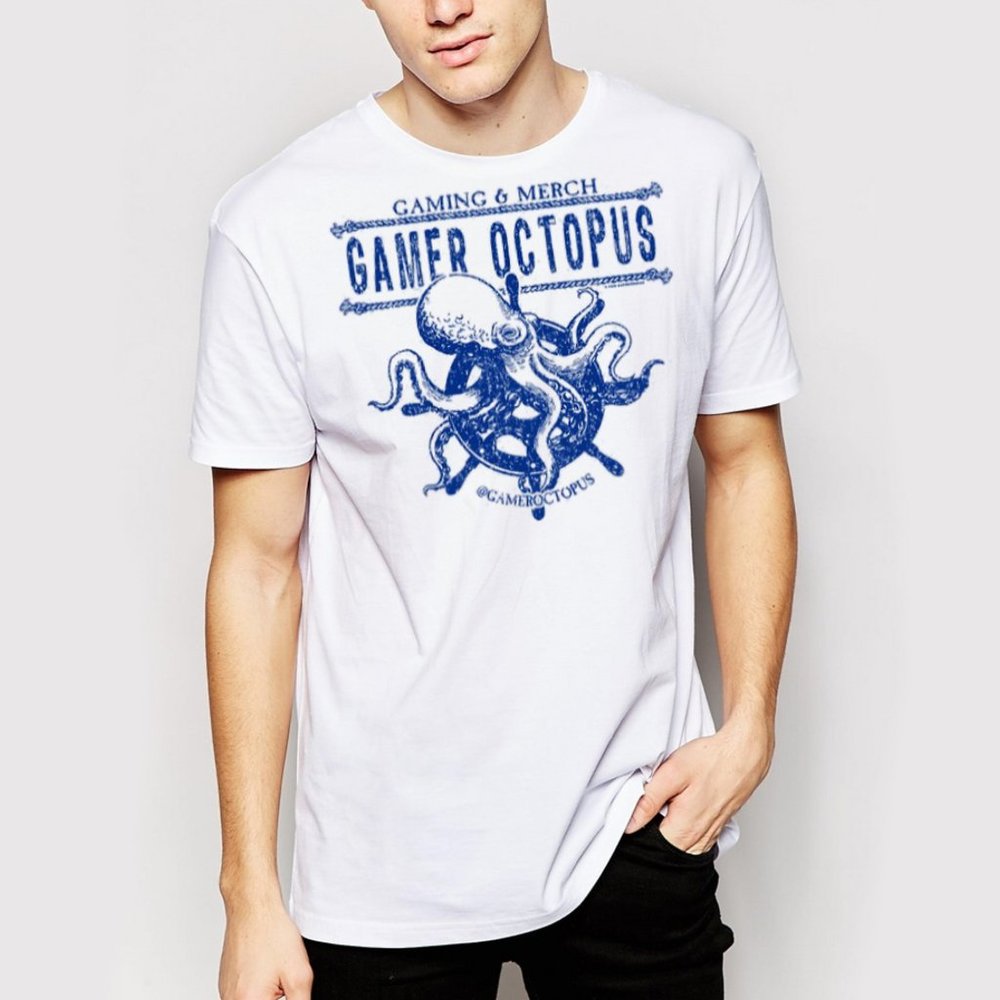 L Gamer Octopus T-Shirt - Unisex White
